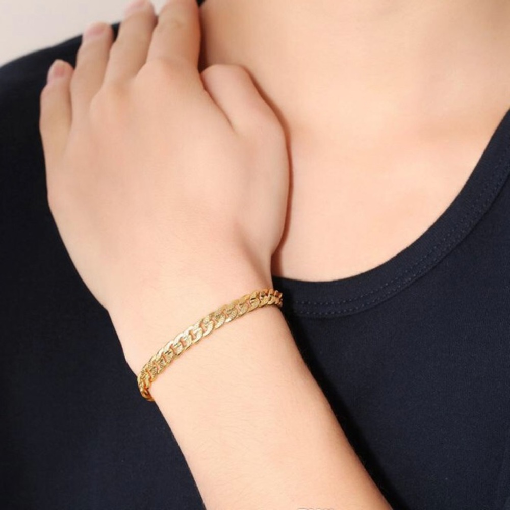 18K gold plated unisex Cuban bracelet